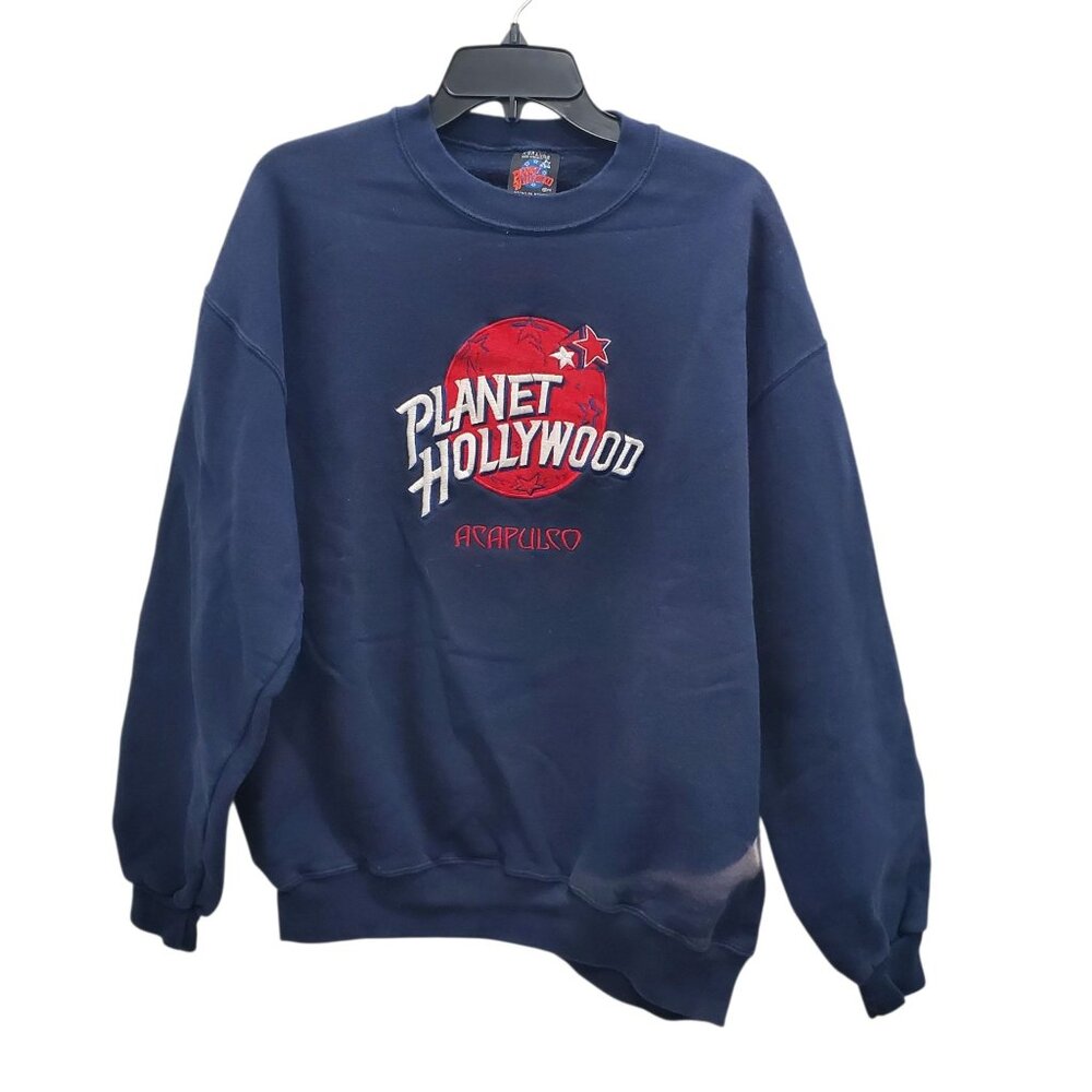 Planet Hollywood Acapulco Defunct Vintage 90s‎ Navy Embroidered Sweatshirt Sz XL